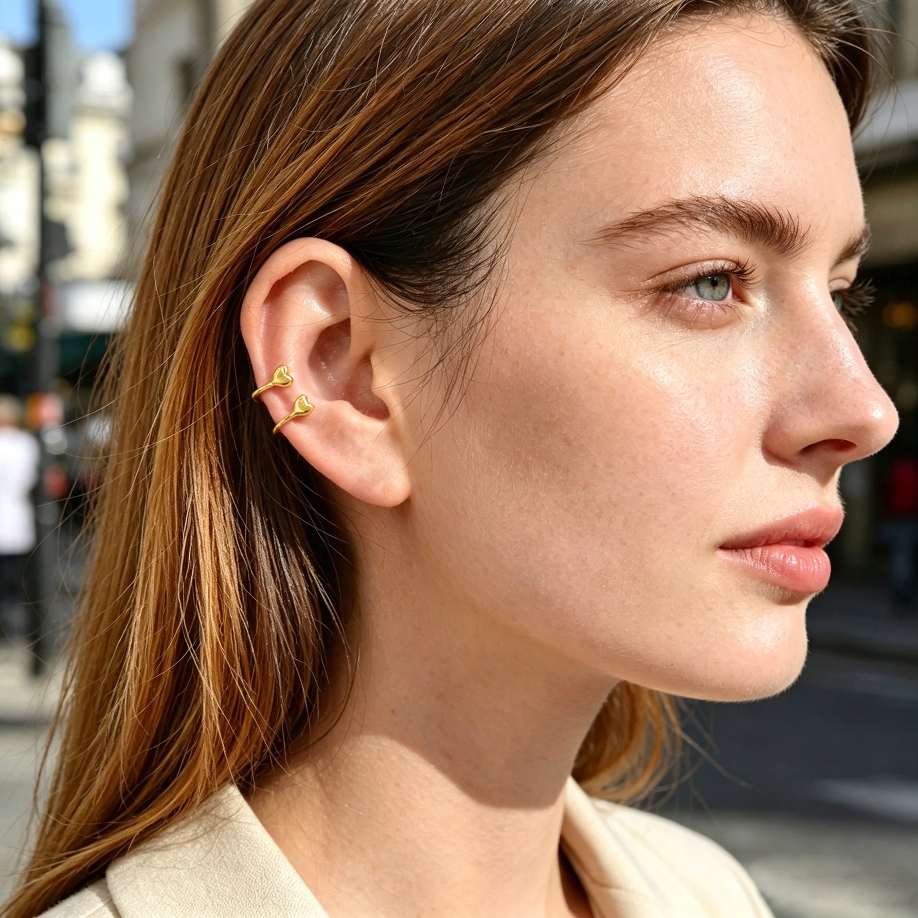 2pcs Dainty Gold Heart Ear Cuff Earrings Minimalist Cute Ear Clips Gift Jewelry
