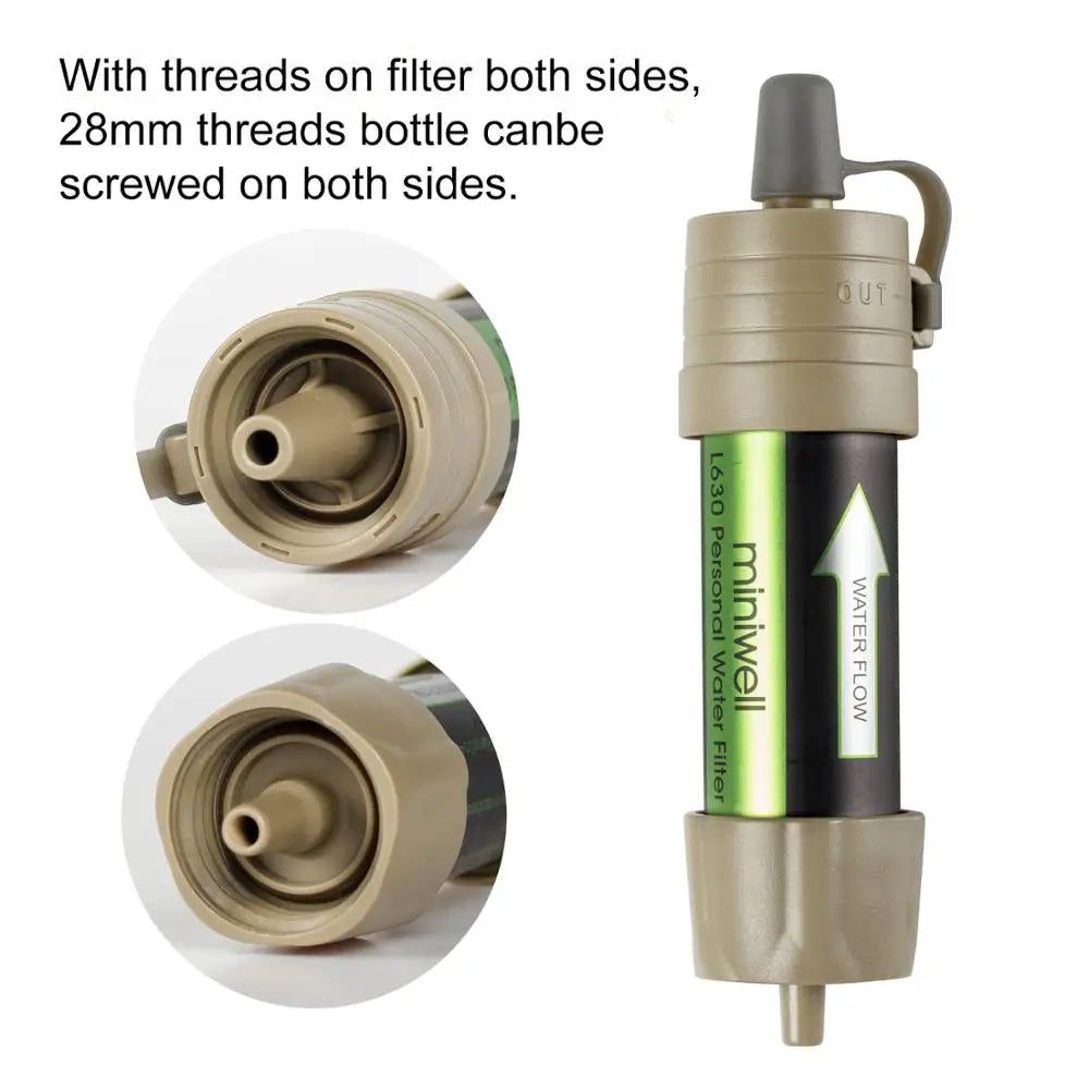 Camping Water Filter Straw Brown