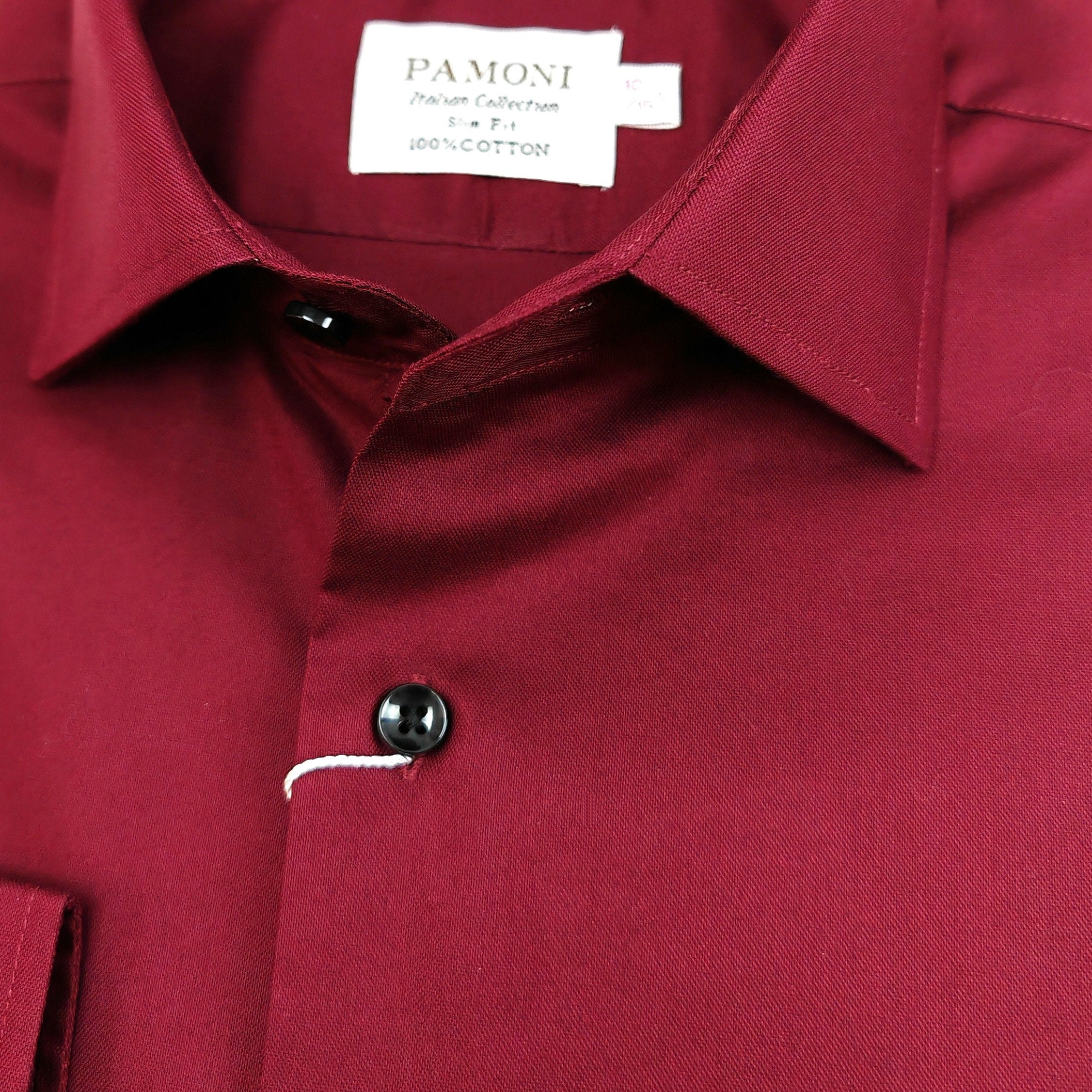 Men's Slim Fit Burgundy Cotton Oxford Shirt