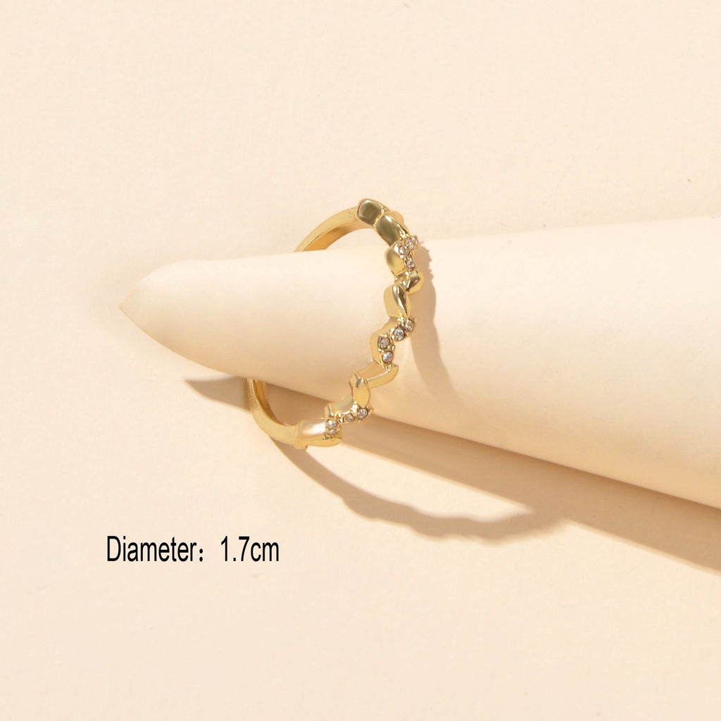 Bridal Jewellery Designer Stylish Rhinestone Wave Shape Gold Band Finger Ring
