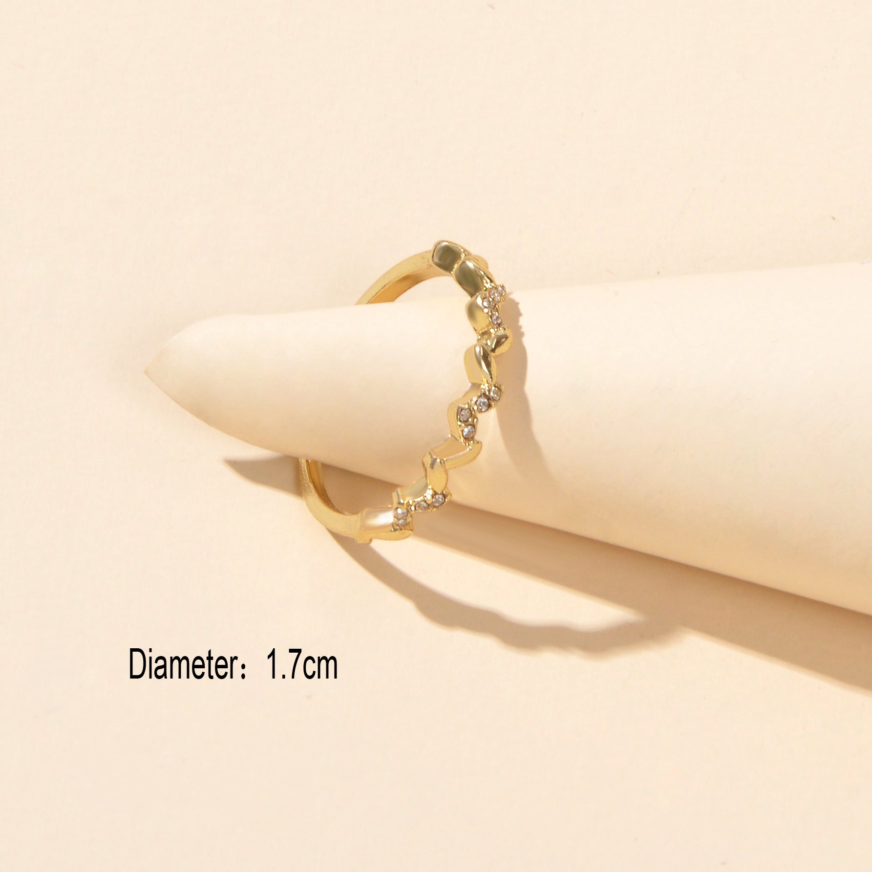 Bridal Jewellery Designer Stylish Rhinestone Wave Shape Gold Band Finger Ring